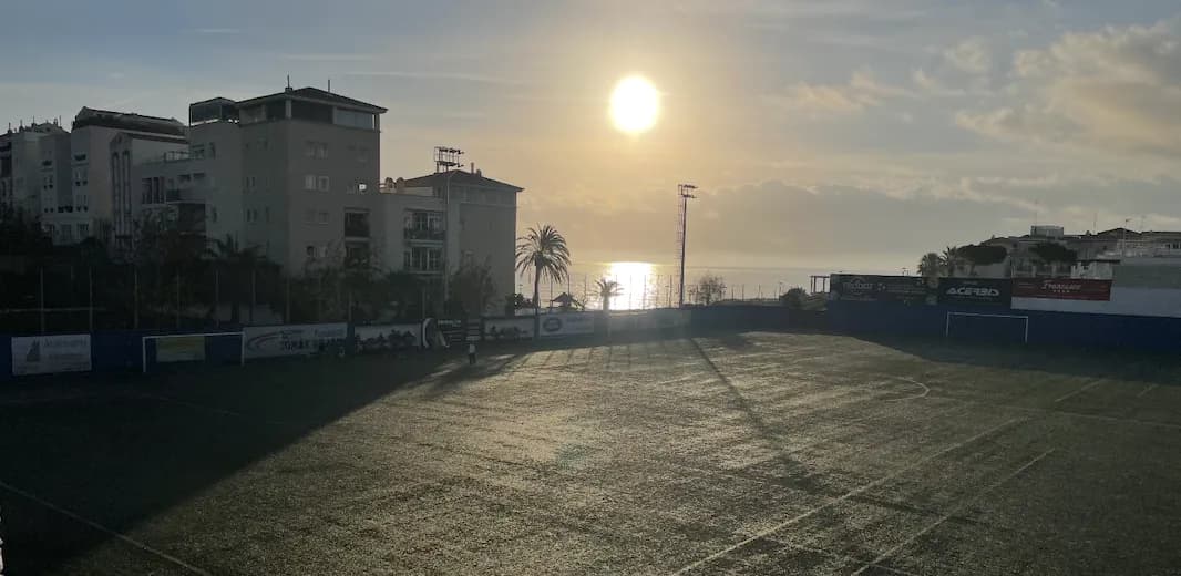 Soccer field at sunrise